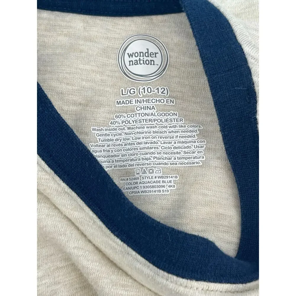 Wonder Nation Boys Gray Blue Dip Ombre Dye T-Shirt Youth Size Large 10-12